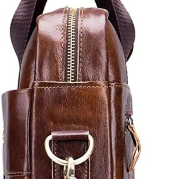 New Leather Messenger Handbag Business Brown #01 - Picture 3 of 8